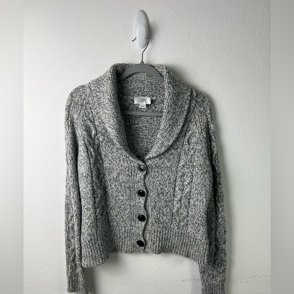 LOFT Sweaters - Loft Wool Blend Gray Marble Shawl Collar Cardigan Fall Winter Office